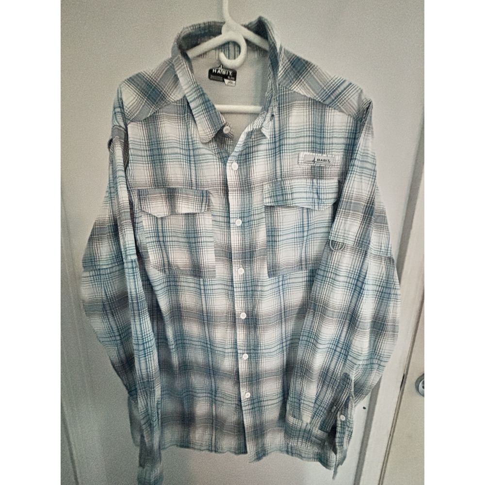Habit Fishing Shirt XL Men's Long Sleeve Blue Gray Mesh 54x31 Vented Athleisure